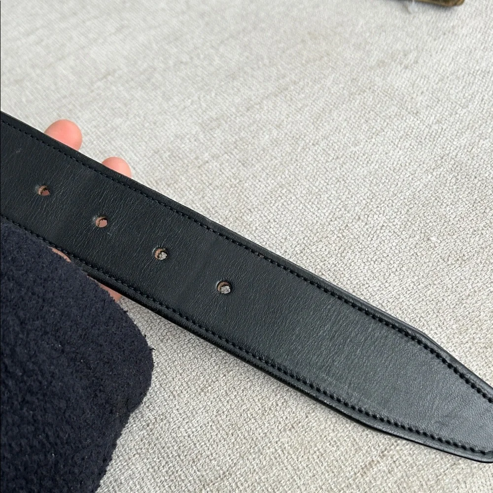 Tory Black Leather Belt with Gold Buckle